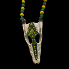 Orula Eleke Necklace – Green & Yellow Beads with Crocodile Pendant