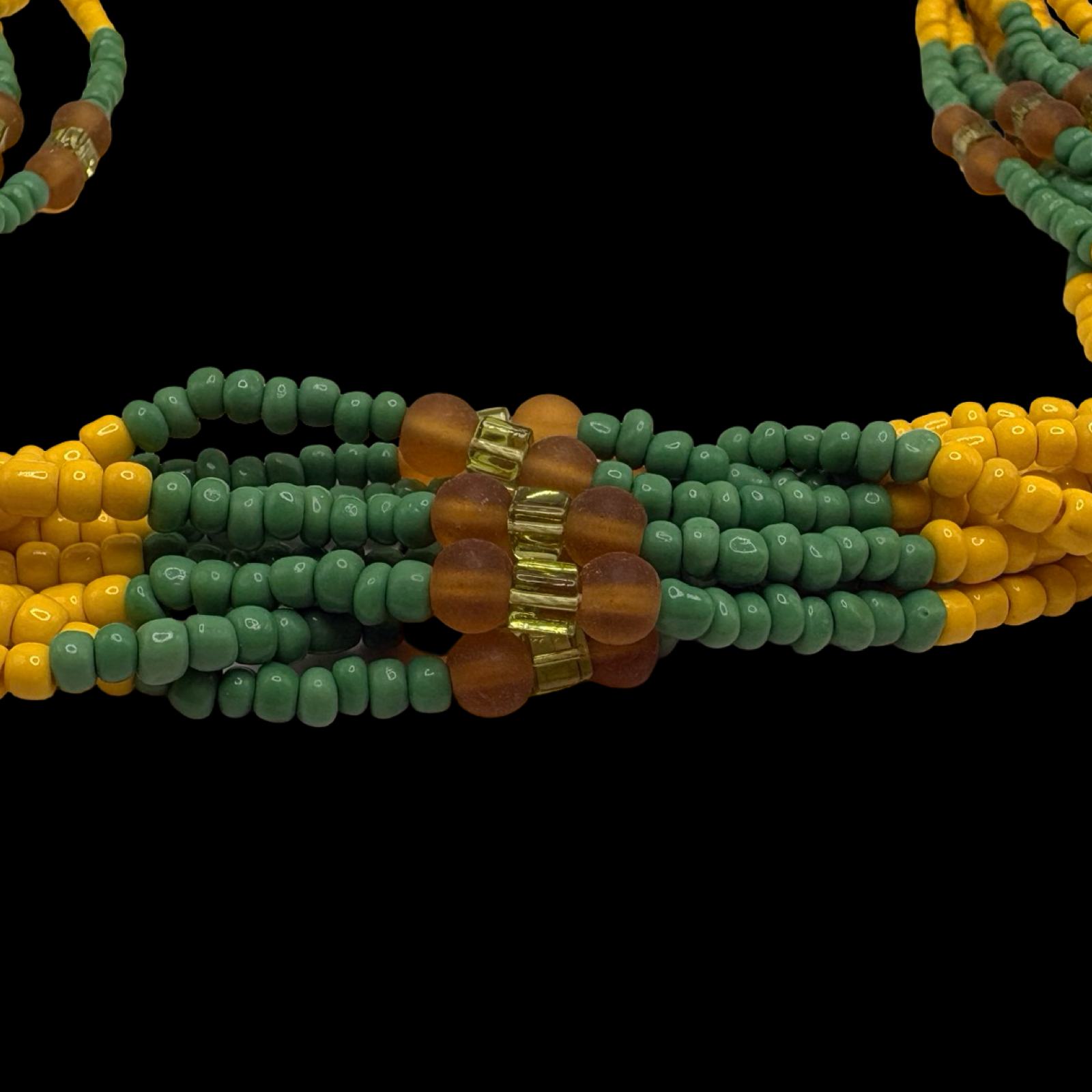 Mazo de Orunmila hecho a mano - Orisha Santería Yoruba Verde y Amarillo