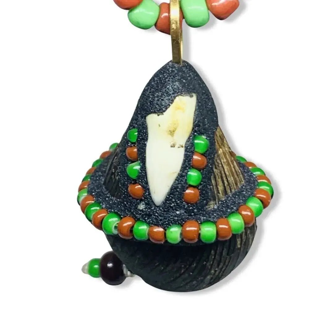 1 Ikin De 4 Ojos eleke / necklace de Ifa Orula Orunmila Yoruba Santeria Ifa Orisha Babalawo - SanteriaGuide