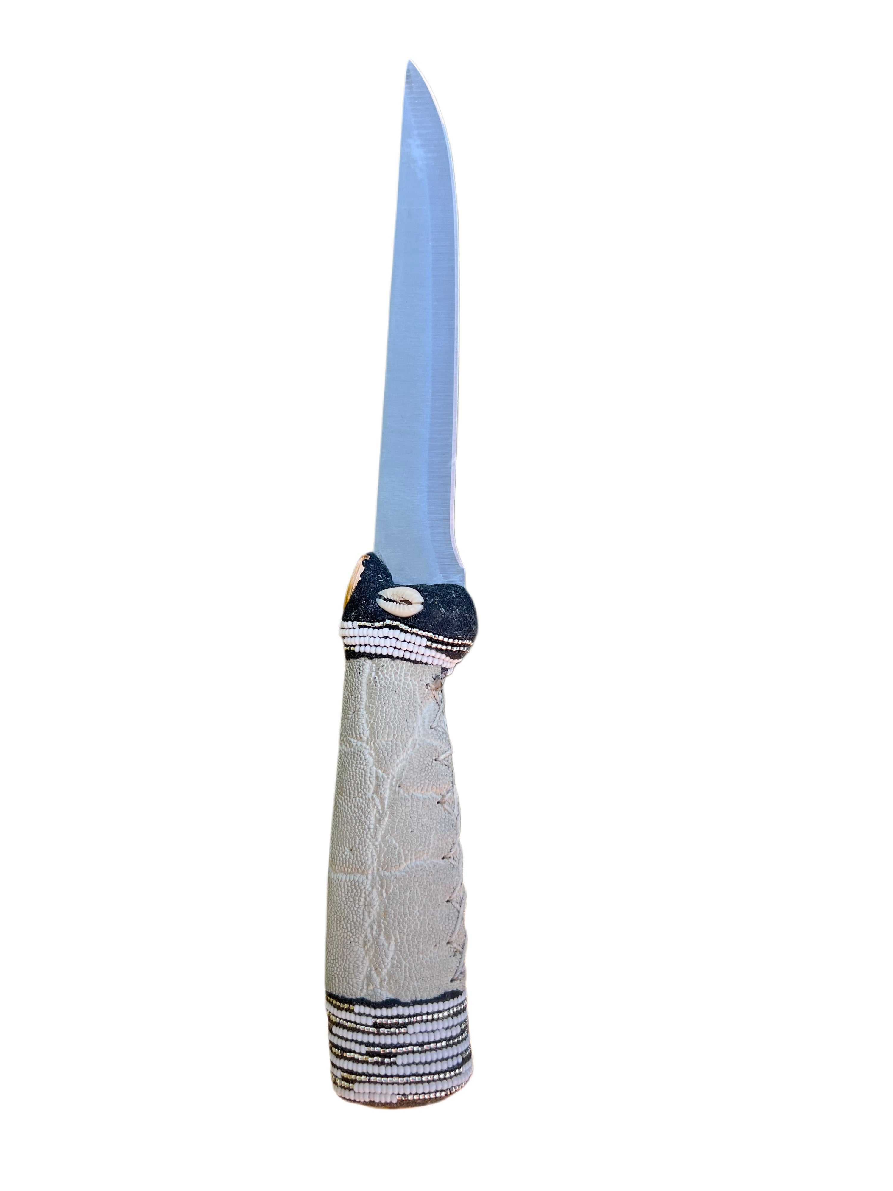 Cuchillo para Babalawo Santero Oba Oriate Obatala - De Piel - Diseño 1