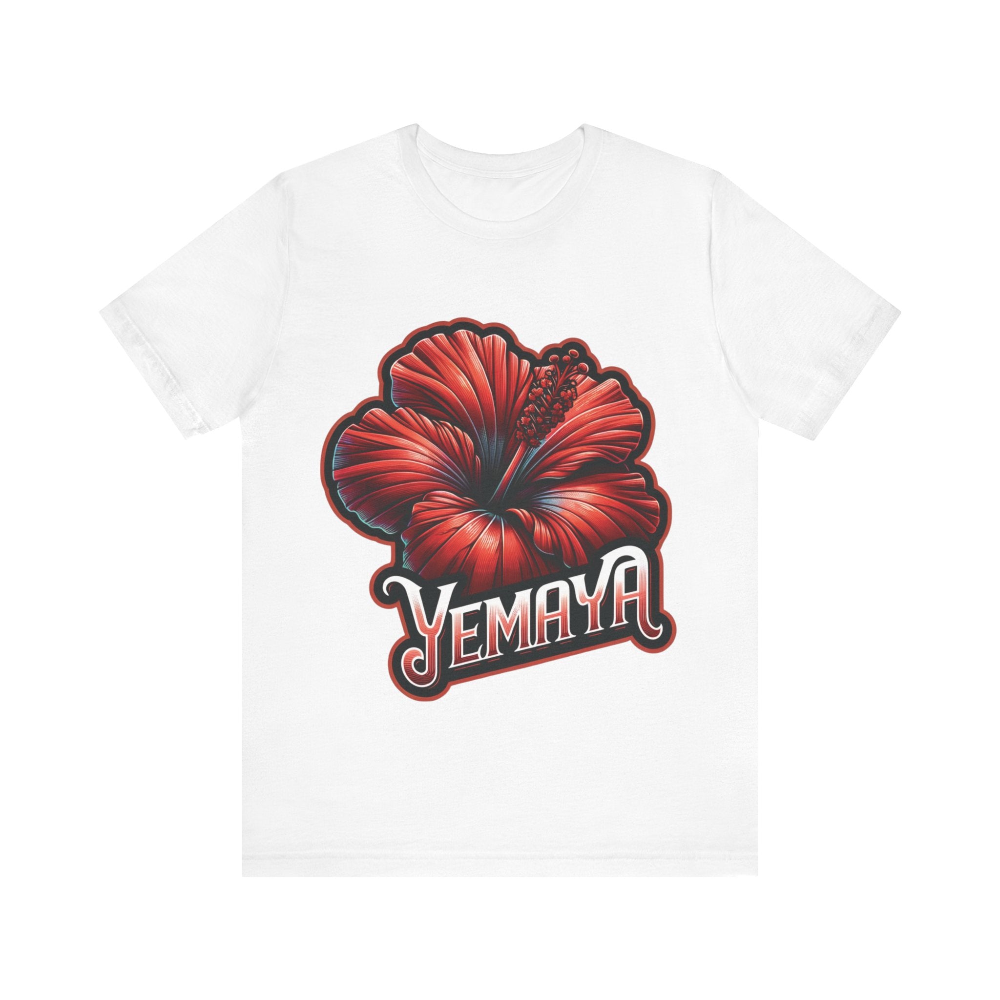 Yemaya Red Hibiscus T-Shirt - Spiritual Orisha Worship & Yoruba Mythology - SanteriaGuide