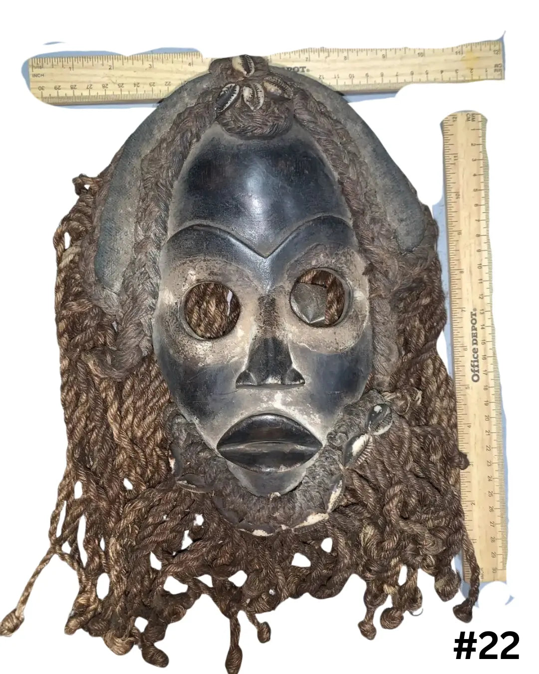 Dan Mask with Cowries and Rope Beard African Mask SanteriaGuide