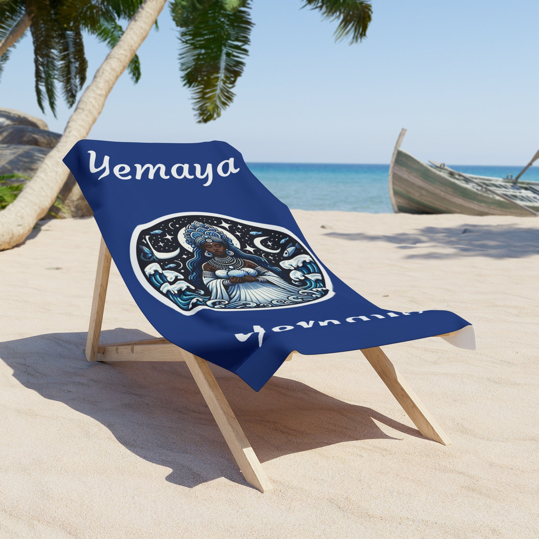 Yemaya Beach Towel with Badge - SanteriaGuide