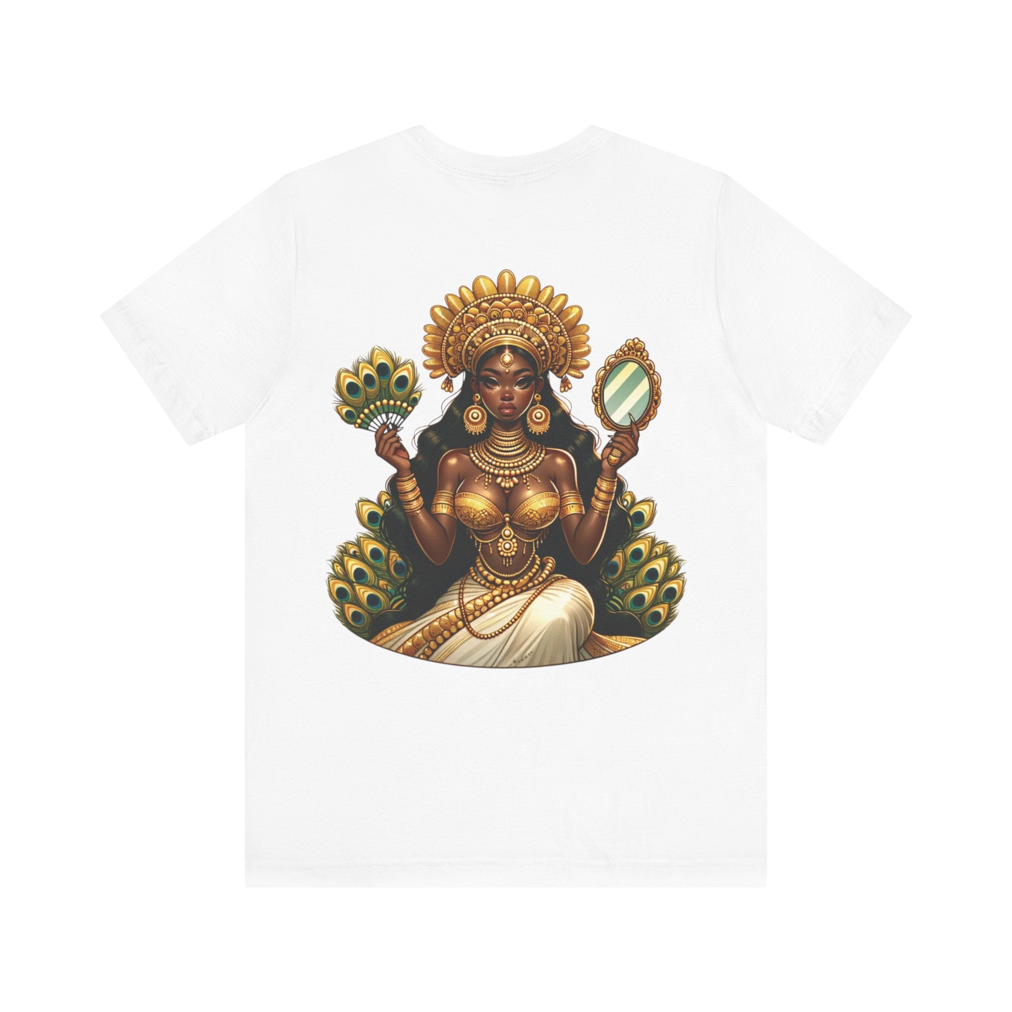 White Oshun peacock T-Shirt - Spiritual Orisha Worship & Yoruba Mythology - SanteriaGuide