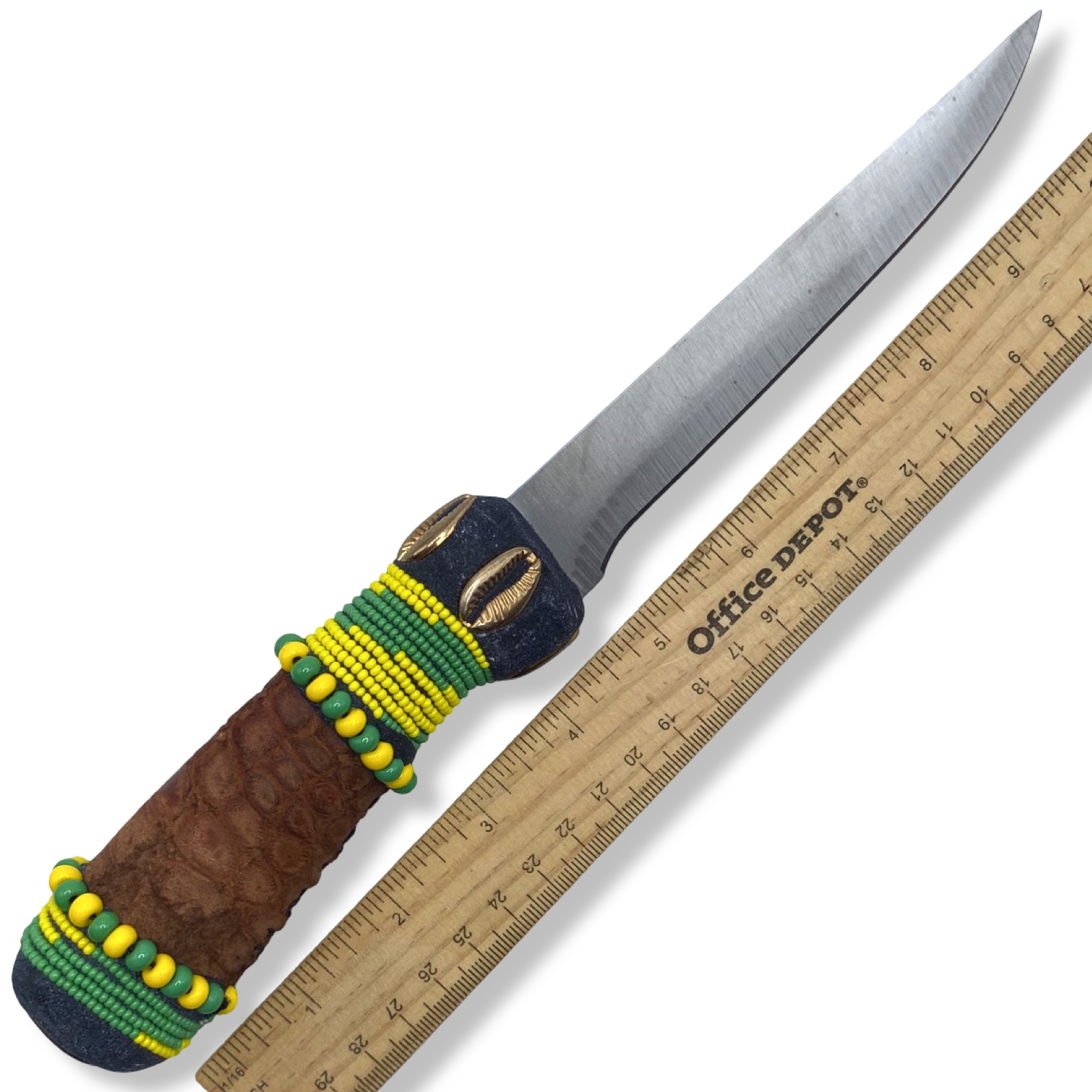 Cuchillo para Babalawo Santero Oba Oriate Orunmila - De Piel - Diseño 2