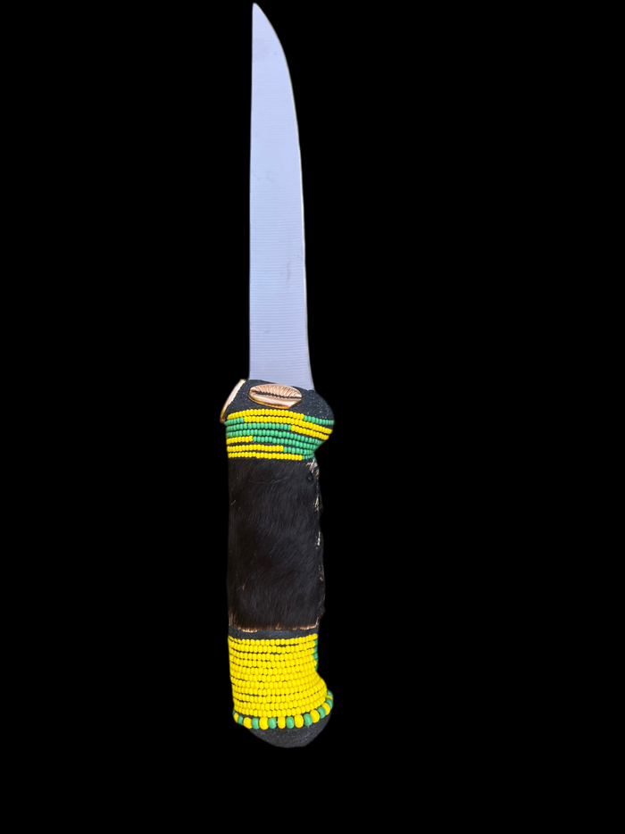 Pinaldo De Ifa Ritual Knife – Orunmila Beaded Handle with Cowrie