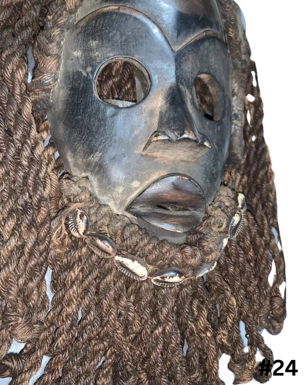 Dan Mask with Cowries and Rope Beard African Mask SanteriaGuide