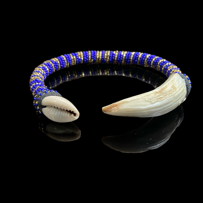 Handmade Ilde de Ochosi Bracelet with Boar Tooth - Yoruba Santeria Orisha