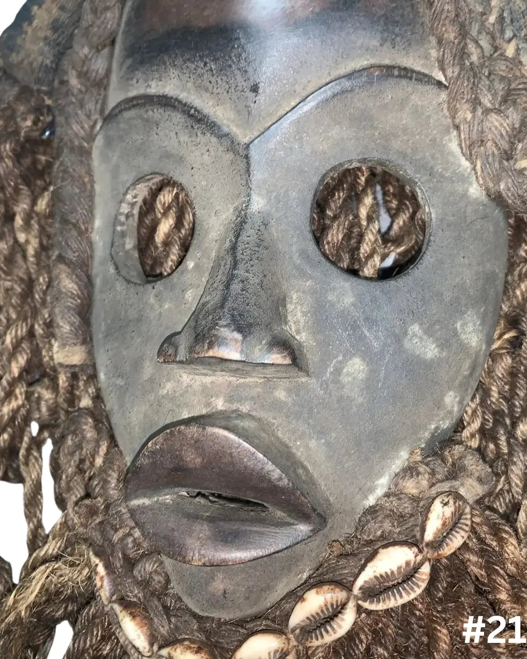 Dan Mask with Cowries and Rope Beard African Mask SanteriaGuide