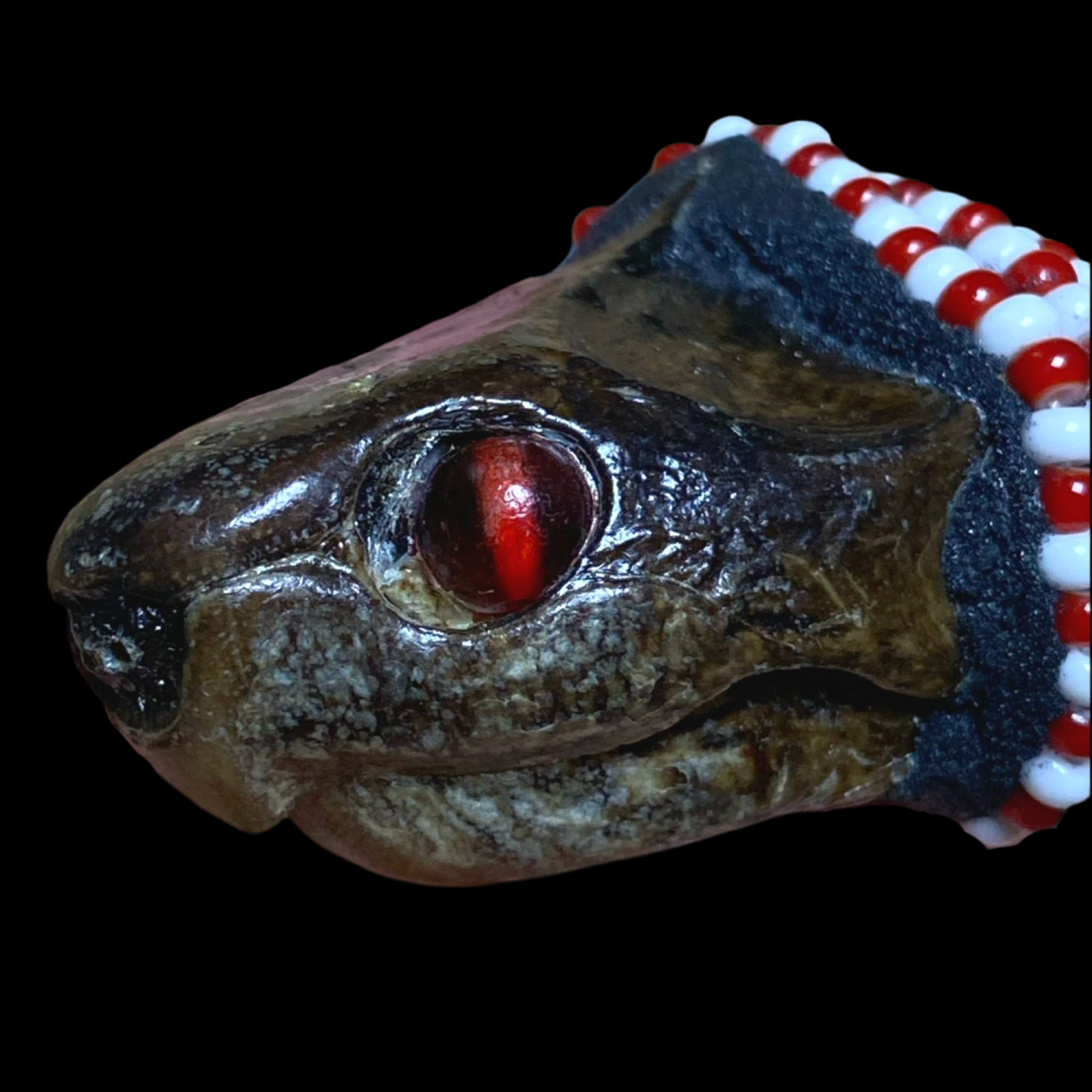 Handmade Eleke de Changó - Red & White Beads with Turtle Pendant Yoruba Santería Orisha