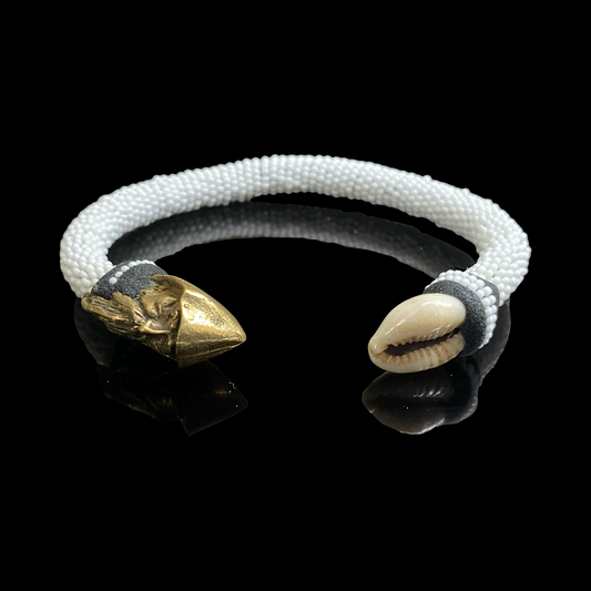 Handmade Ilde de Obatalá Bracelet - Cowrie Shells and Bronze Yoruba Santeria Orisha