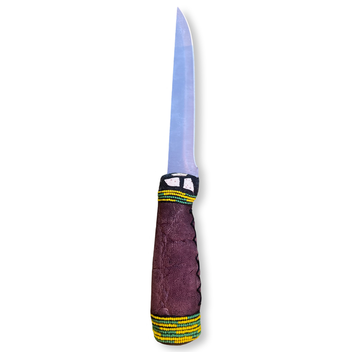 Pinaldo Cuchillo para Orunmila – De Piel, Diseño 3 (Knife with Leather for Orunmila – Design 3)