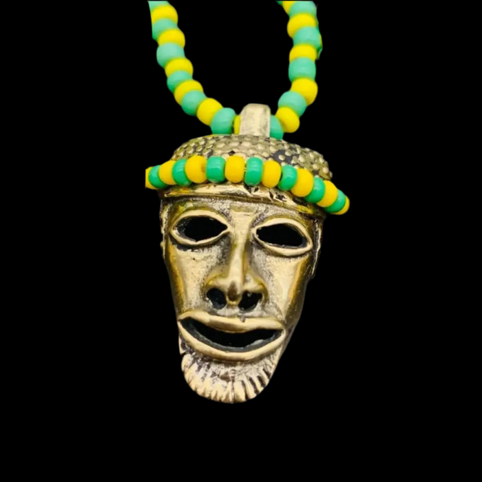 Eleke de Orunmila con Dije de Bronce (Collar/Collar) – Sabiduría y Protección