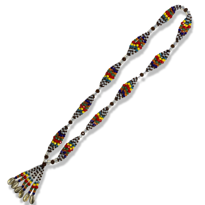 Agayú Gala Necklace – Handmade with Beads & Silver Cowrie Shells
