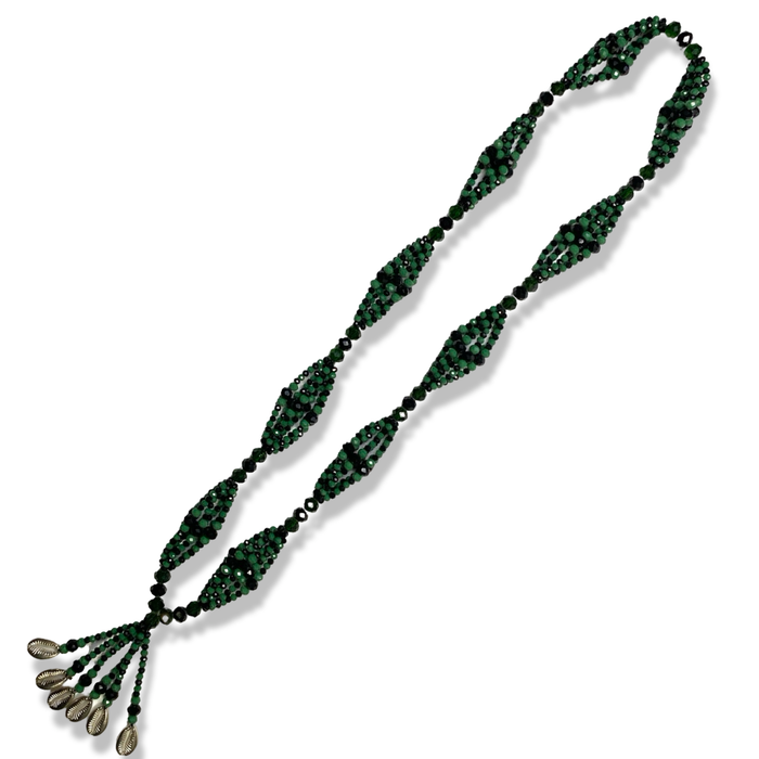 Ogún Gala Necklace – Handmade with Beads & Silver Cowrie Shells