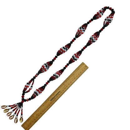 Handmade Gala de Eshu Alaguana – Black, White, and Red Glass Beads for Iyawó - SanteriaGuide
