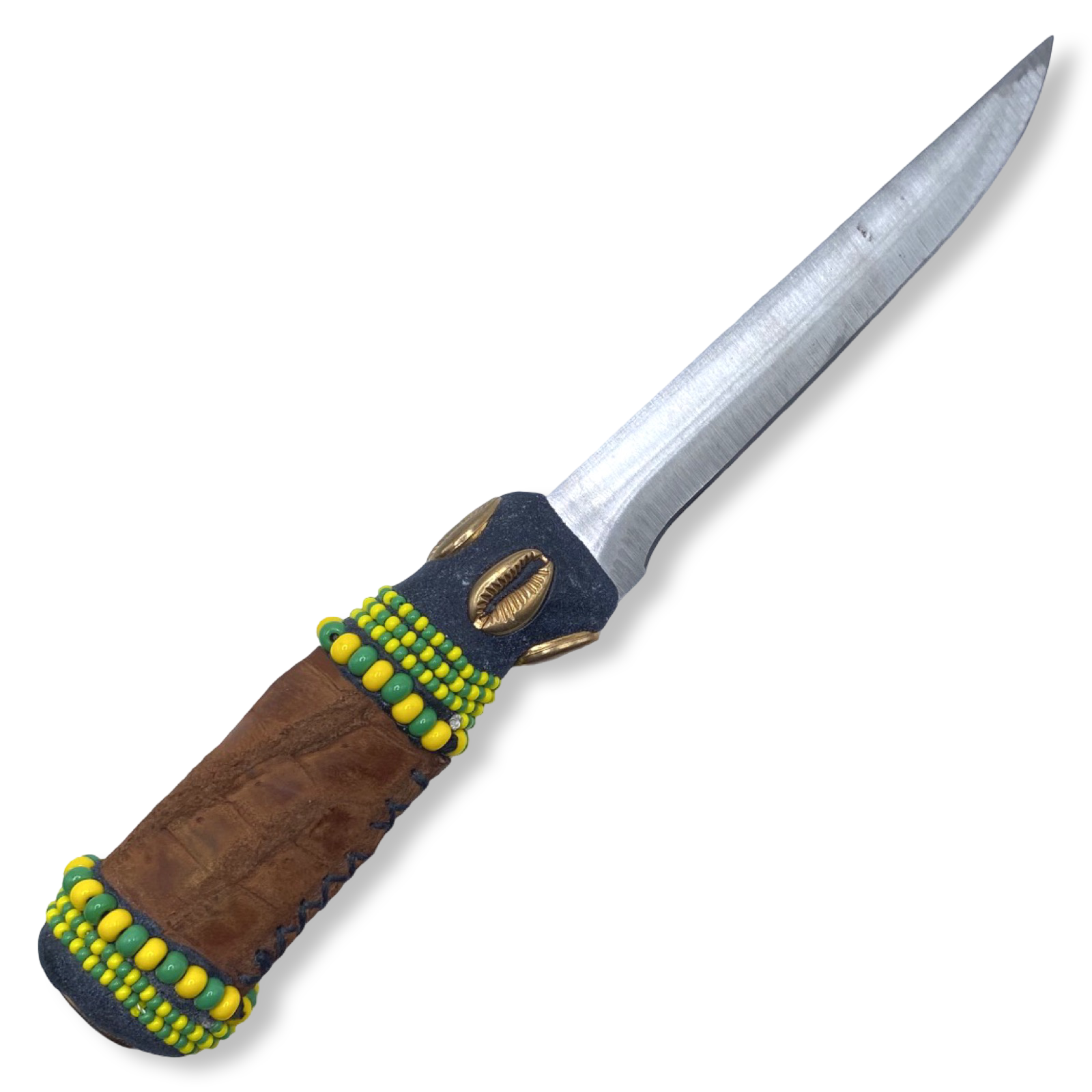 Cuchillo para Babalawo Santero Oba Oriate Orunmila - De Piel - Diseño 4