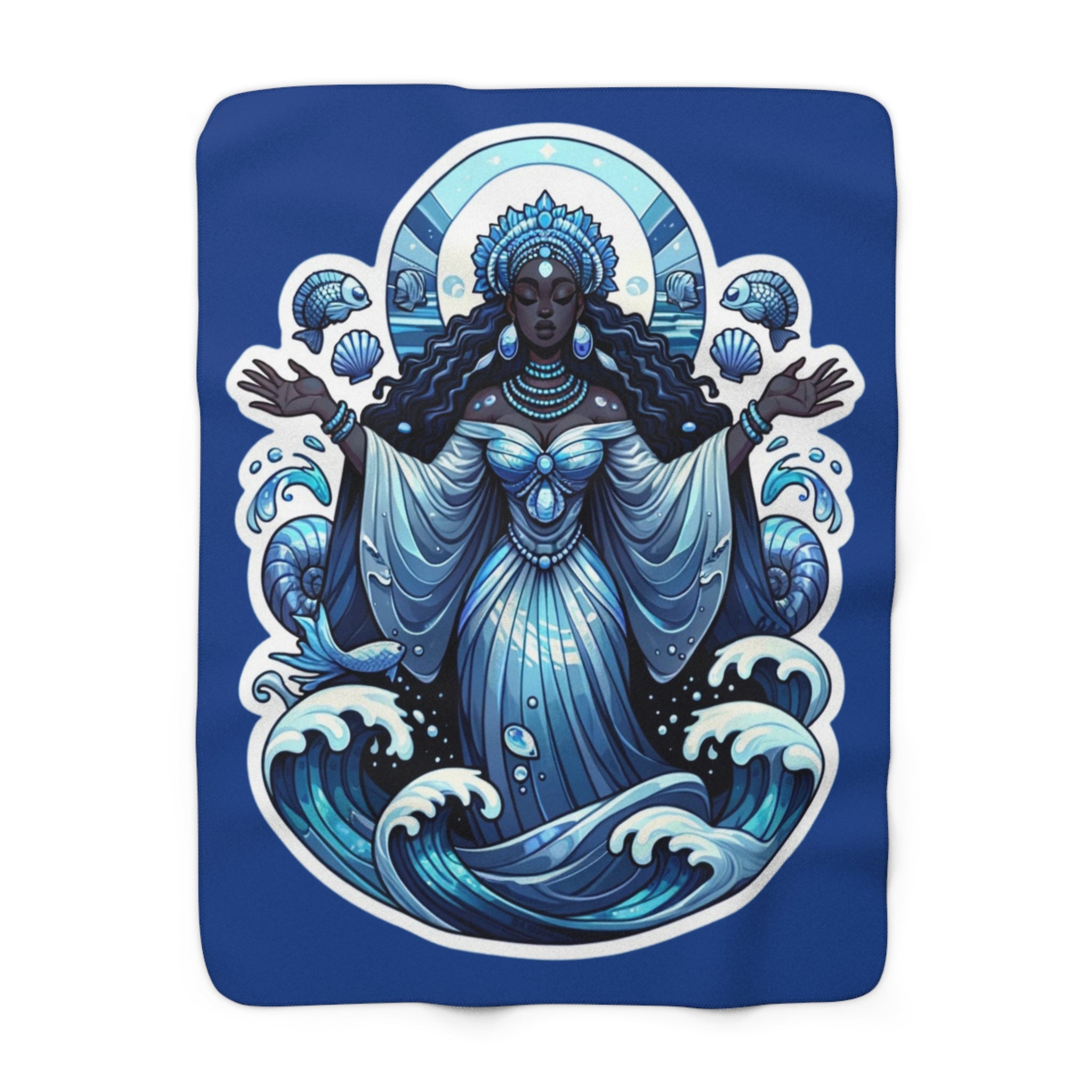 Yemaya Sherpa Fleece Blanket - SanteriaGuide