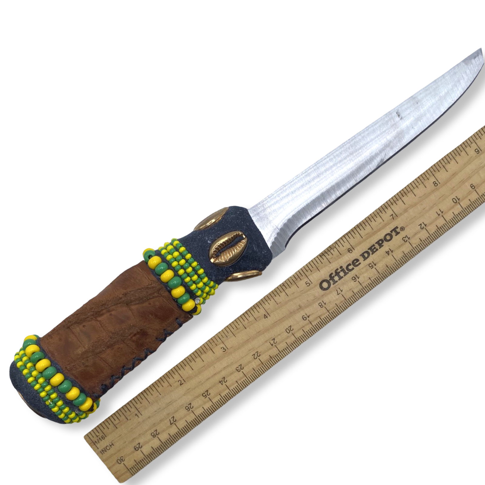 Cuchillo para Babalawo Santero Oba Oriate Orunmila - De Piel - Diseño 4