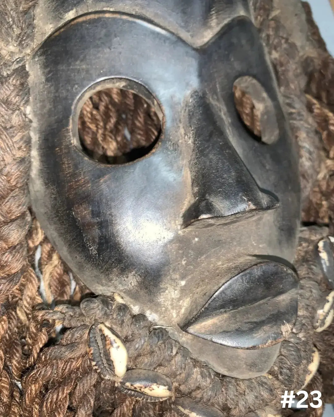 Dan Mask with Cowries and Rope Beard African Mask SanteriaGuide