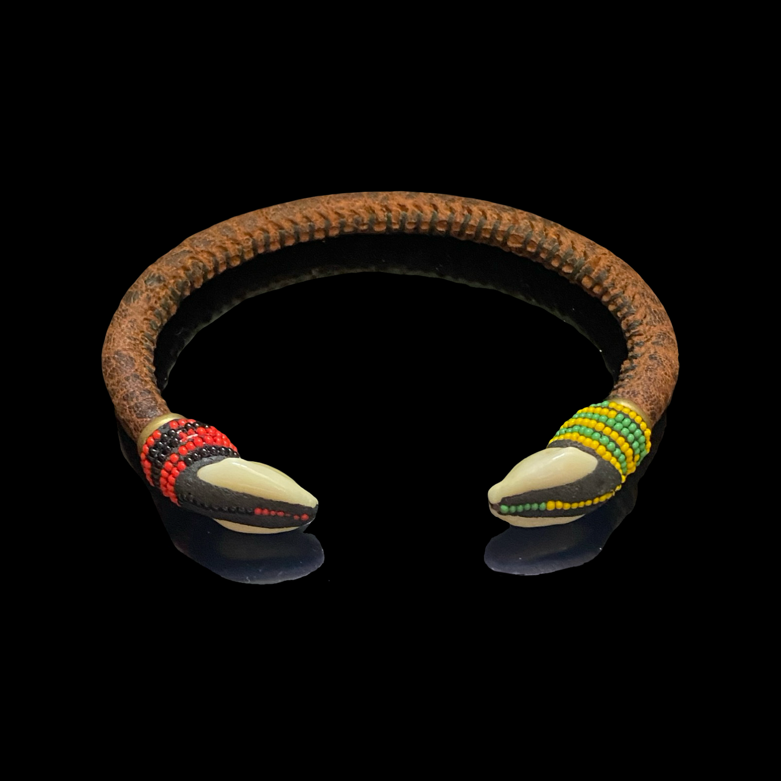 Handmade Ildé de Orula with Eleguá Bracelet - Leather Yoruba Santeria Orisha