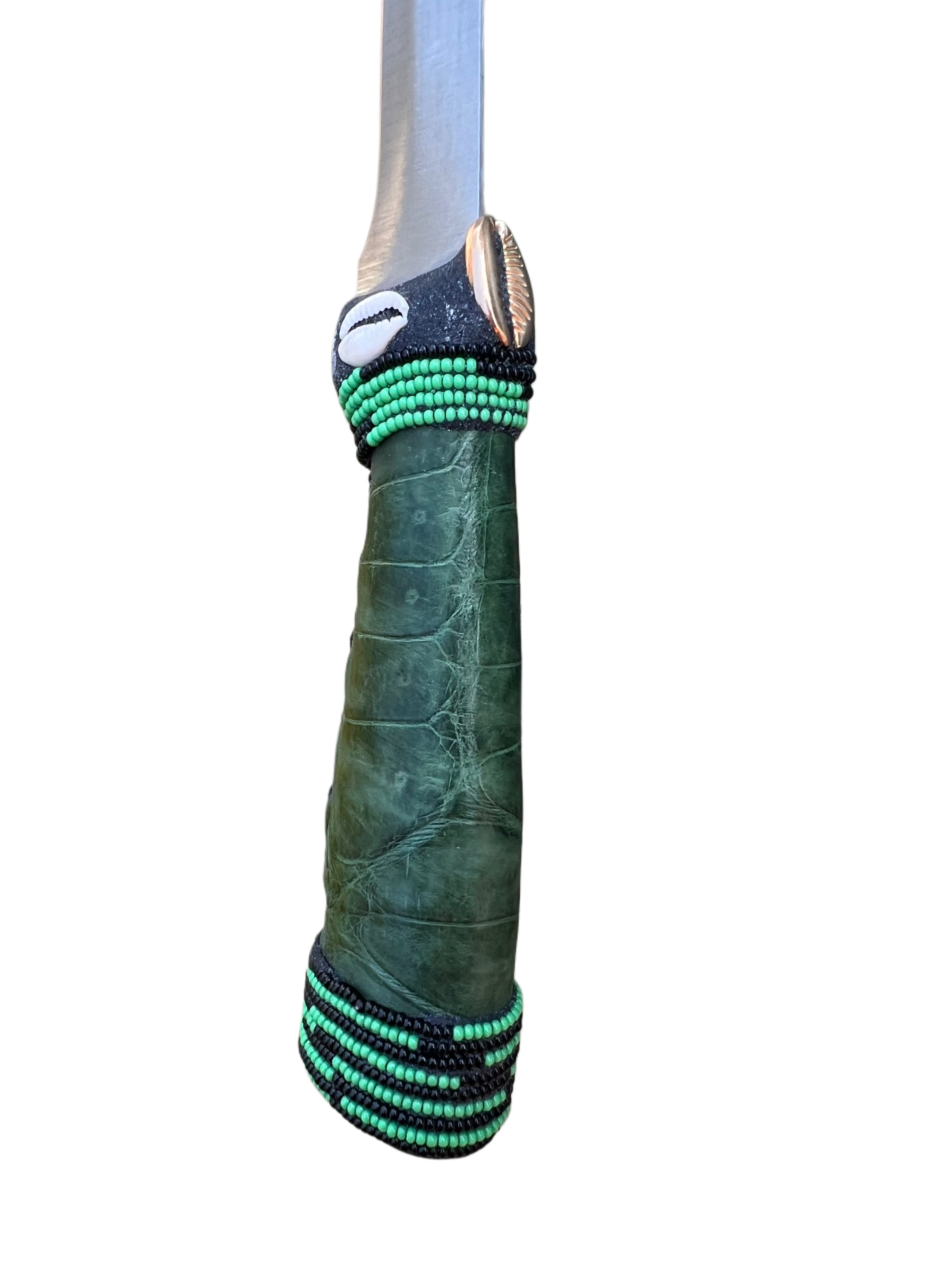 Cuchillo para Babalawo Santero Oba Oriate Oggun - De Piel - Diseño 1 - SanteriaGuide