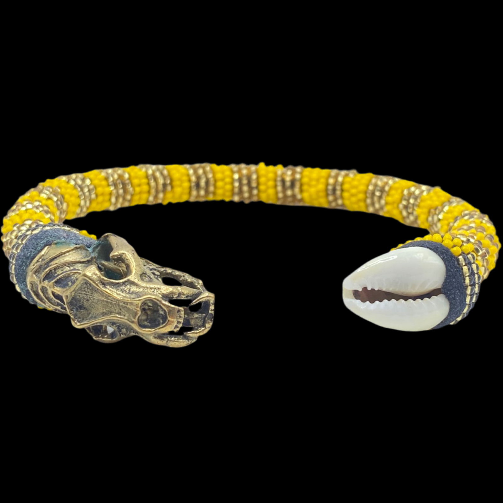 Handmade Ilde de Oshún Bracelet - Cowrie Shells & Bronze Yoruba Santeria Orisha