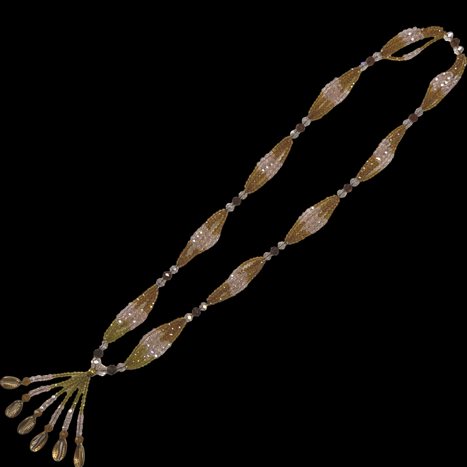 Handmade Gala de Obba - Pink, Gold & Amber Beaded Yoruba Santeria Orisha Necklace