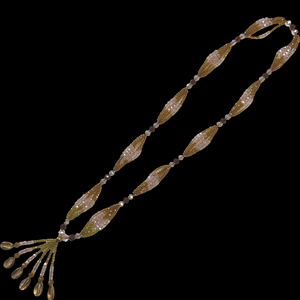 Gala de Obba hecha a mano - Collar Yoruba Santeria Orisha con cuentas rosas, doradas y ámbar