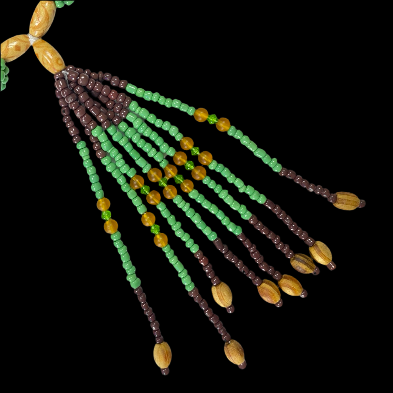 Mazo de Orunmila hecho a mano - Orisha Santería Yoruba Verde y Amarillo