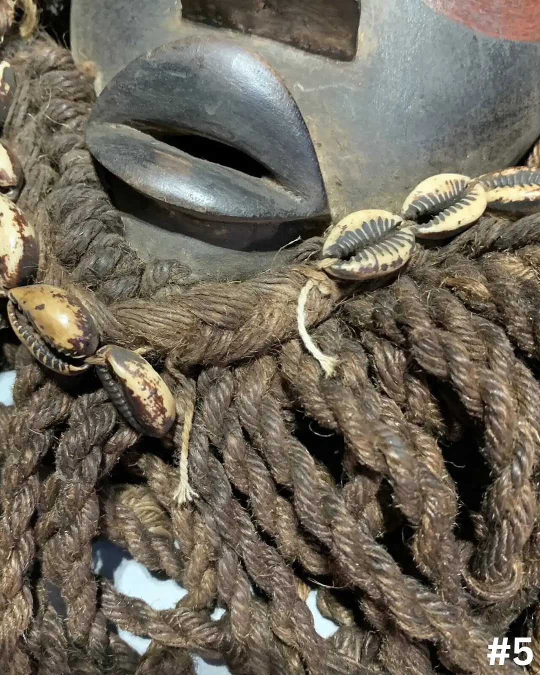 Dan Mask with Cowries and Rope Beard African Mask SanteriaGuide