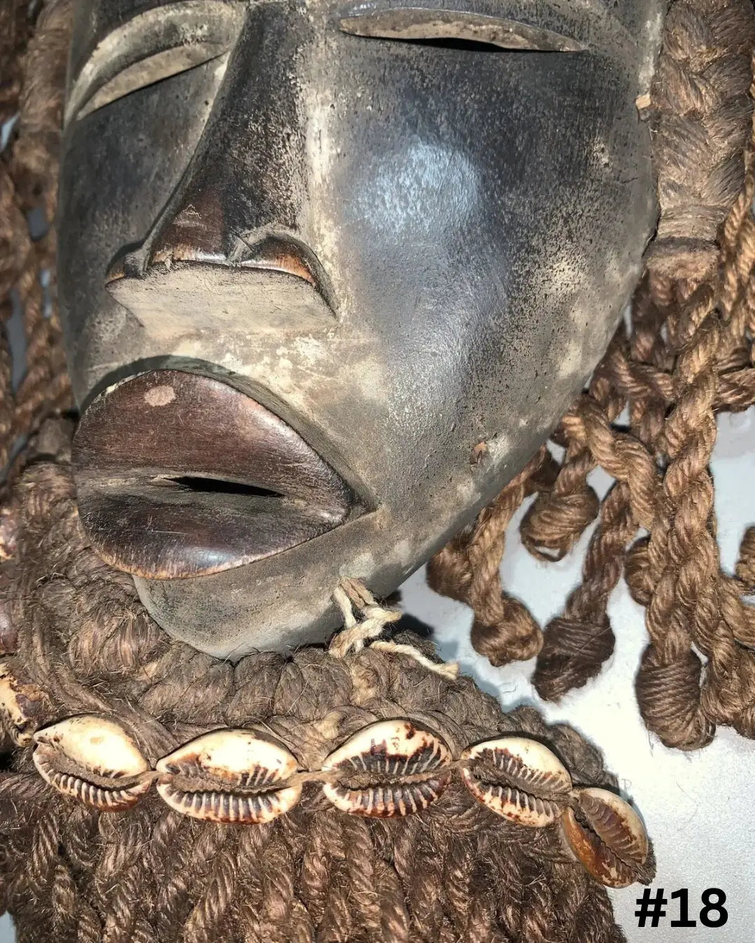 Dan Mask with Cowries and Rope Beard African Mask SanteriaGuide