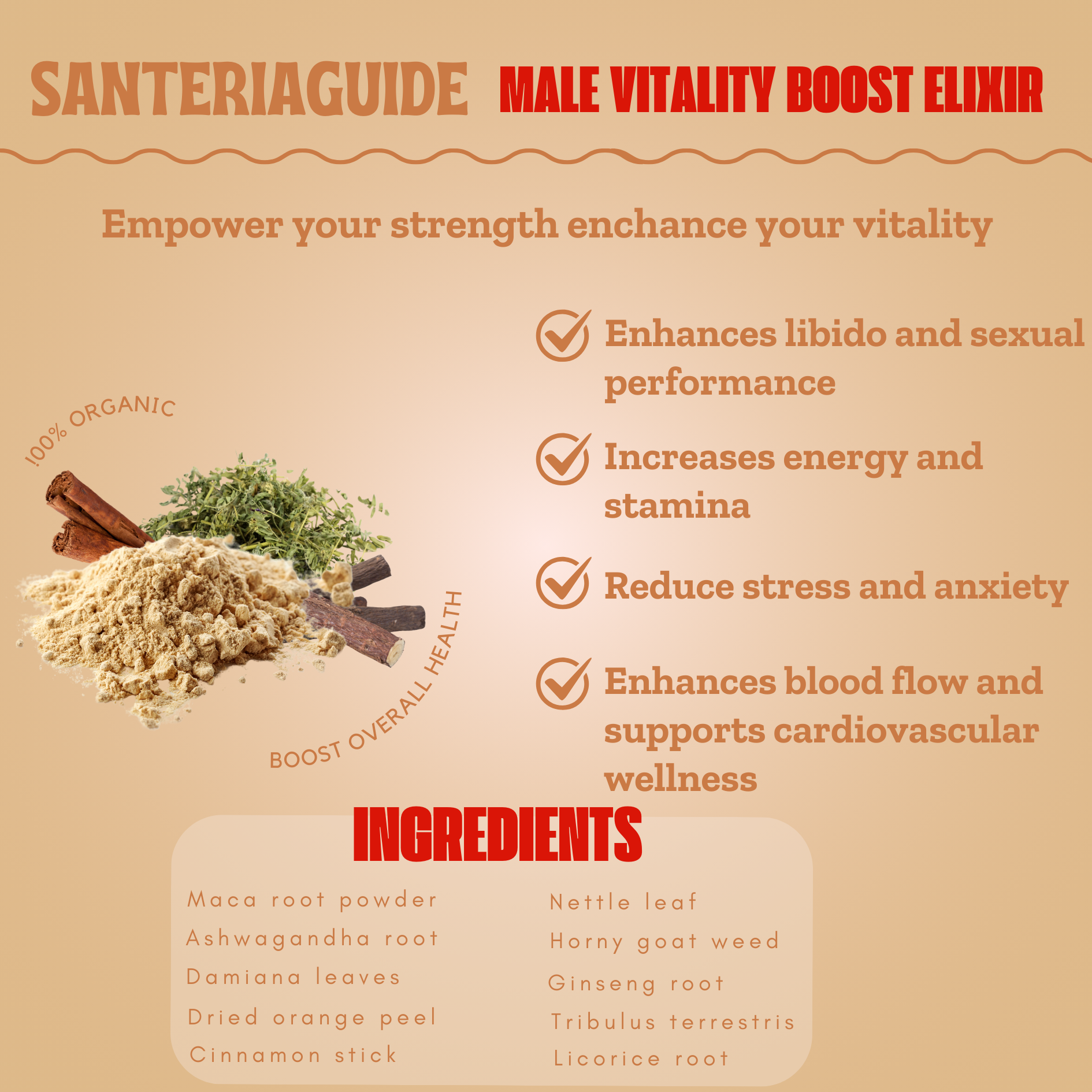  Infographic of the Male Vitality Boost Elixir benefits for stamina, libido, and energy.