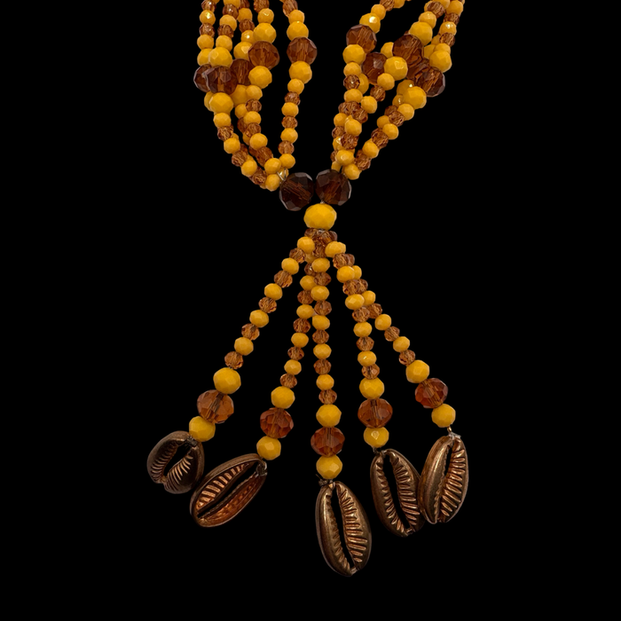 Oshun Gala Necklace – Handmade with Beads & Cowrie Shells