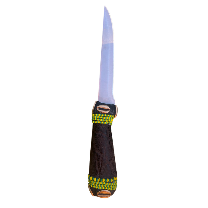 Pinaldo Cuchillo para Orunmila – De Piel, Diseño 1 (Knife with Leather for Orunmila – Design 1)