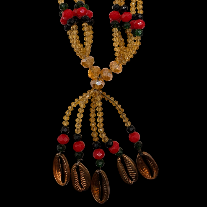 Oshun Ibu Kole Gala Necklace – Handmade with Beads & Cowrie Shells