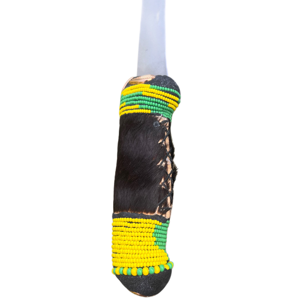 Pinaldo De Ifa Ritual Knife – Orunmila Beaded Handle with Cowrie