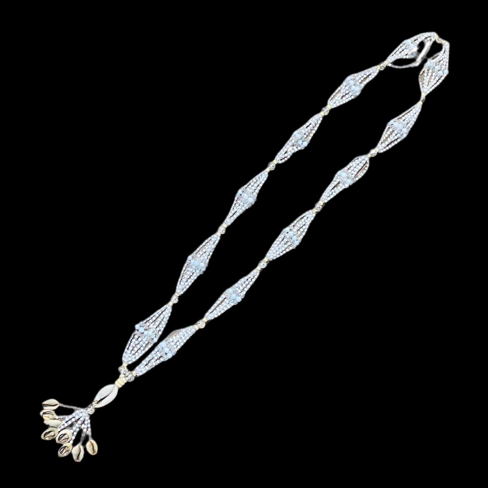 Handmade Mazo de Gala de Obatalá - Blanco & Plateado Yoruba Santeria Orisha con Ilde