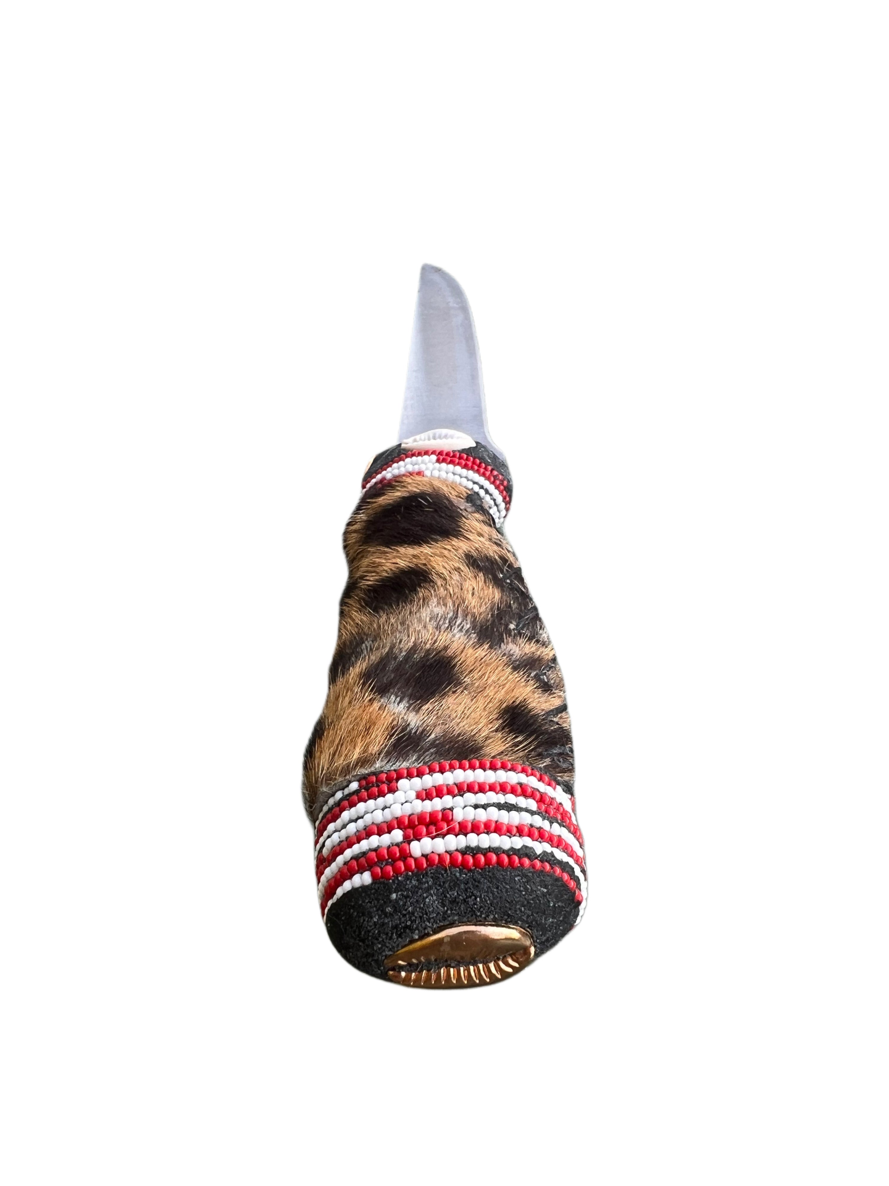 Cuchillo para Babalawo Santero Oba Oriate Shango - De Piel - Diseño 1