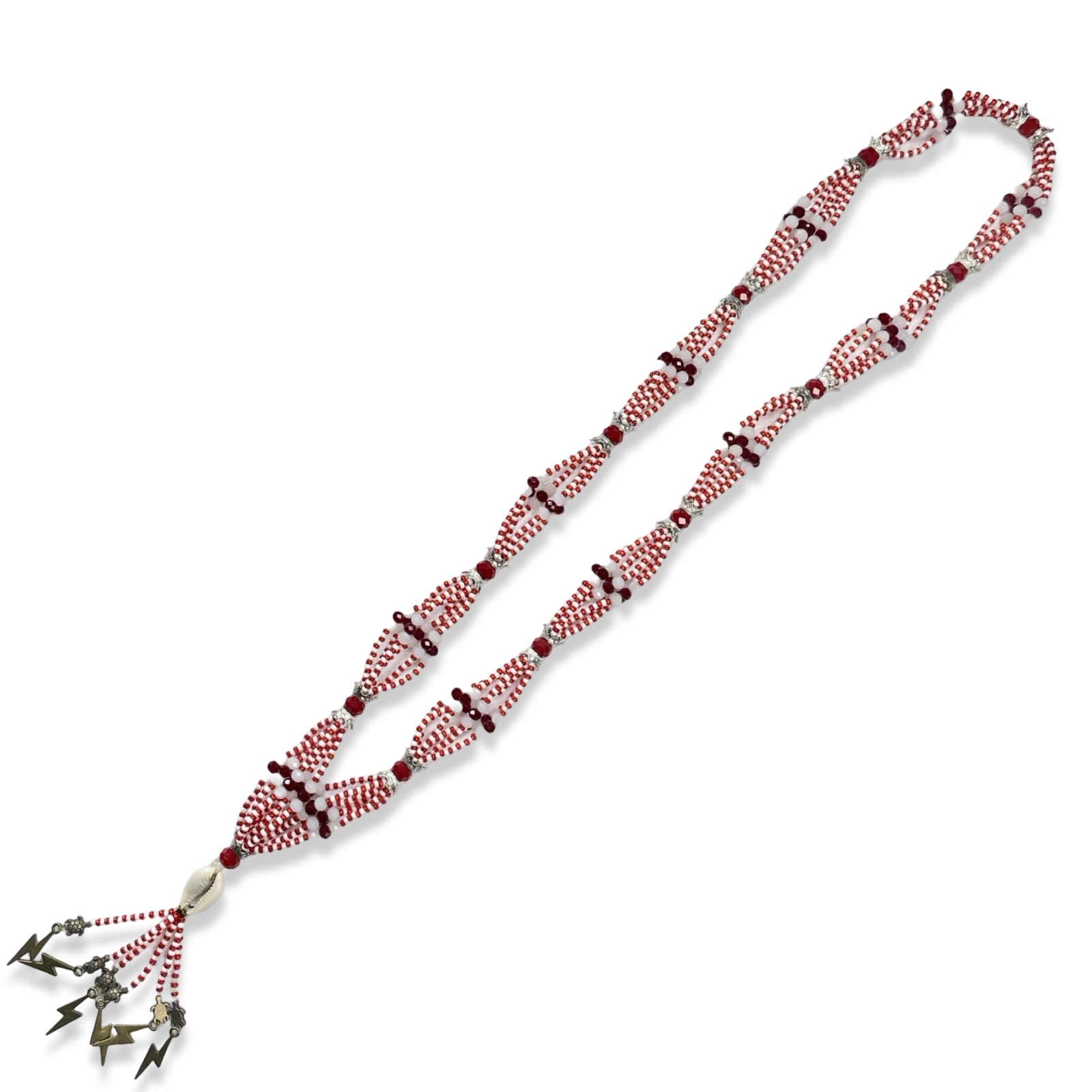 Shangó Collar de Gala made with red and white beads.