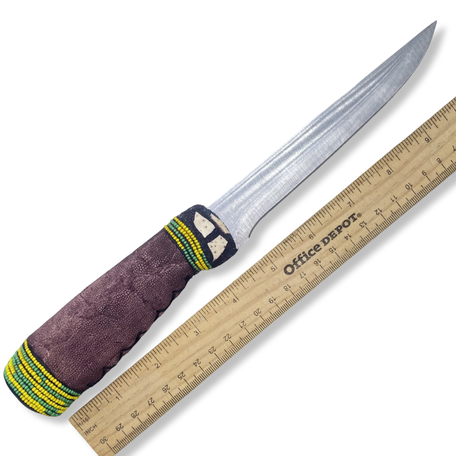 Cuchillo para Babalawo Santero Oba Oriate Orunmila - De Piel - Diseño 3