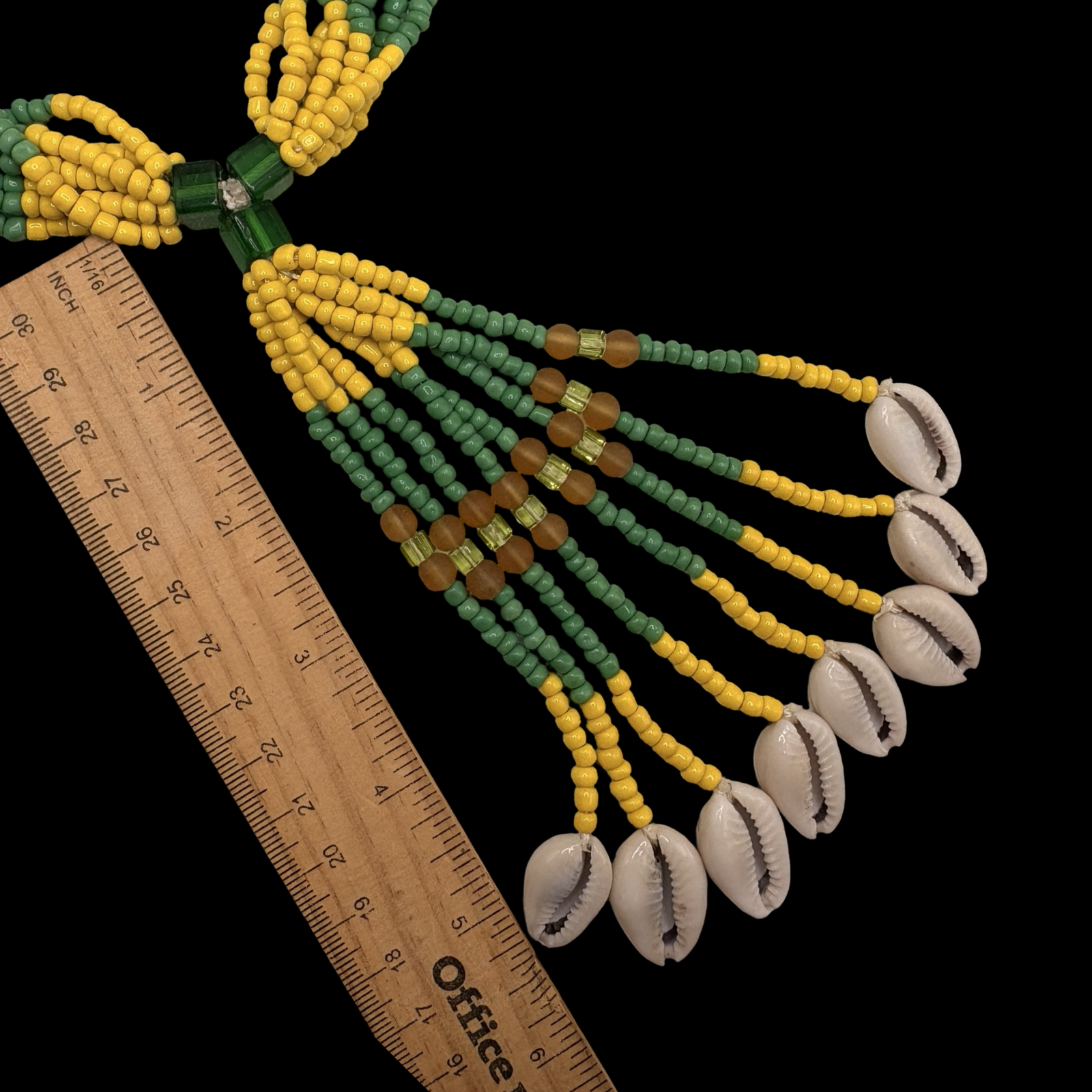 Mazo de Orunmila hecho a mano - Orisha Santería Yoruba Verde y Amarillo
