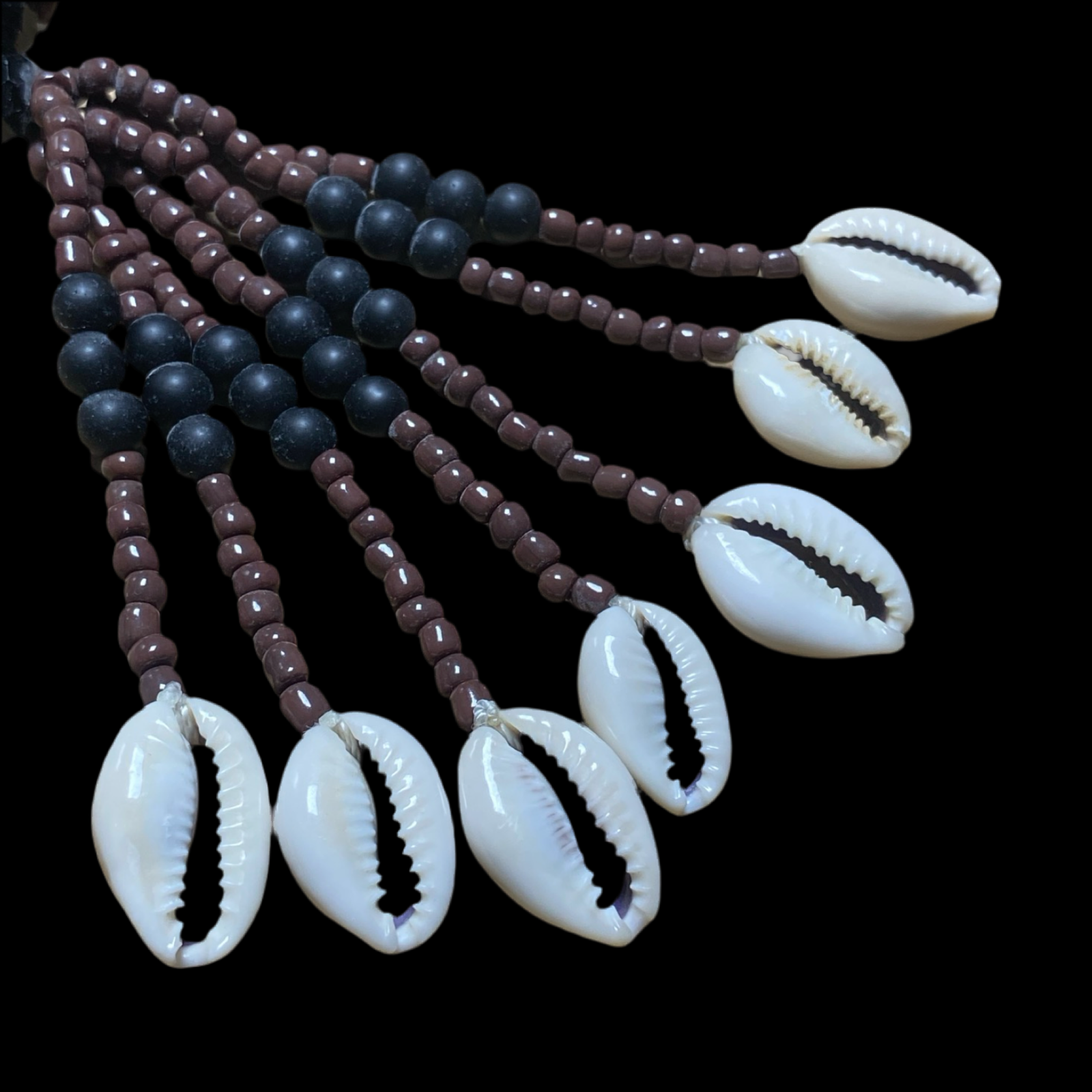 Handmade Mazo de Babalú Ayé - Blue & Brown Beads with Cowrie Shells Yoruba Santería Orisha