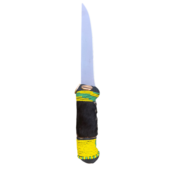 Pinaldo De Ifa Ritual Knife – Orunmila Beaded Handle with Cowrie