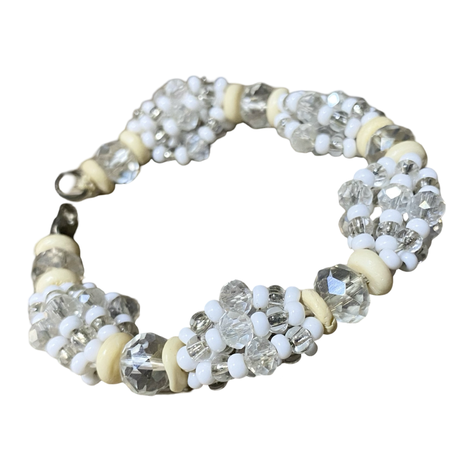Handmade Mazo de Gala de Obatalá - Blanco & Plateado Yoruba Santeria Orisha con Ilde