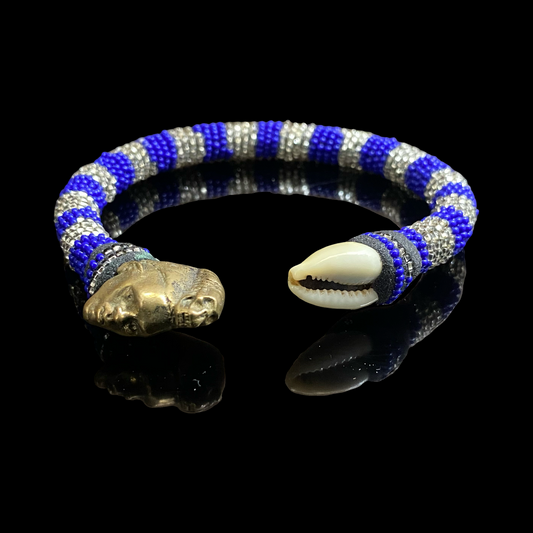 Handmade Ilde de Yemayá Yemoja Bracelet - Cowrie Shell & Bronze Yoruba Santeria Orisha
