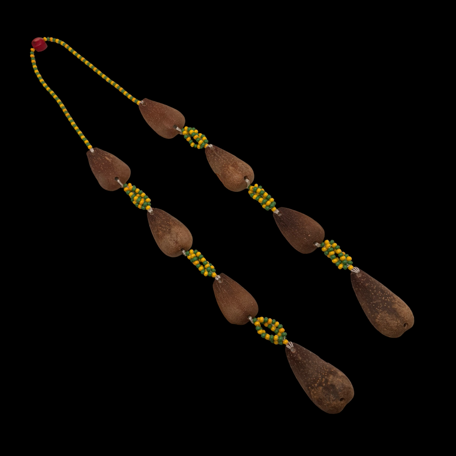 Ekueles de Ifá con coral rojo y cuentas de cristal (opele) (Divination Beads of Ifá Orunmila Orula)