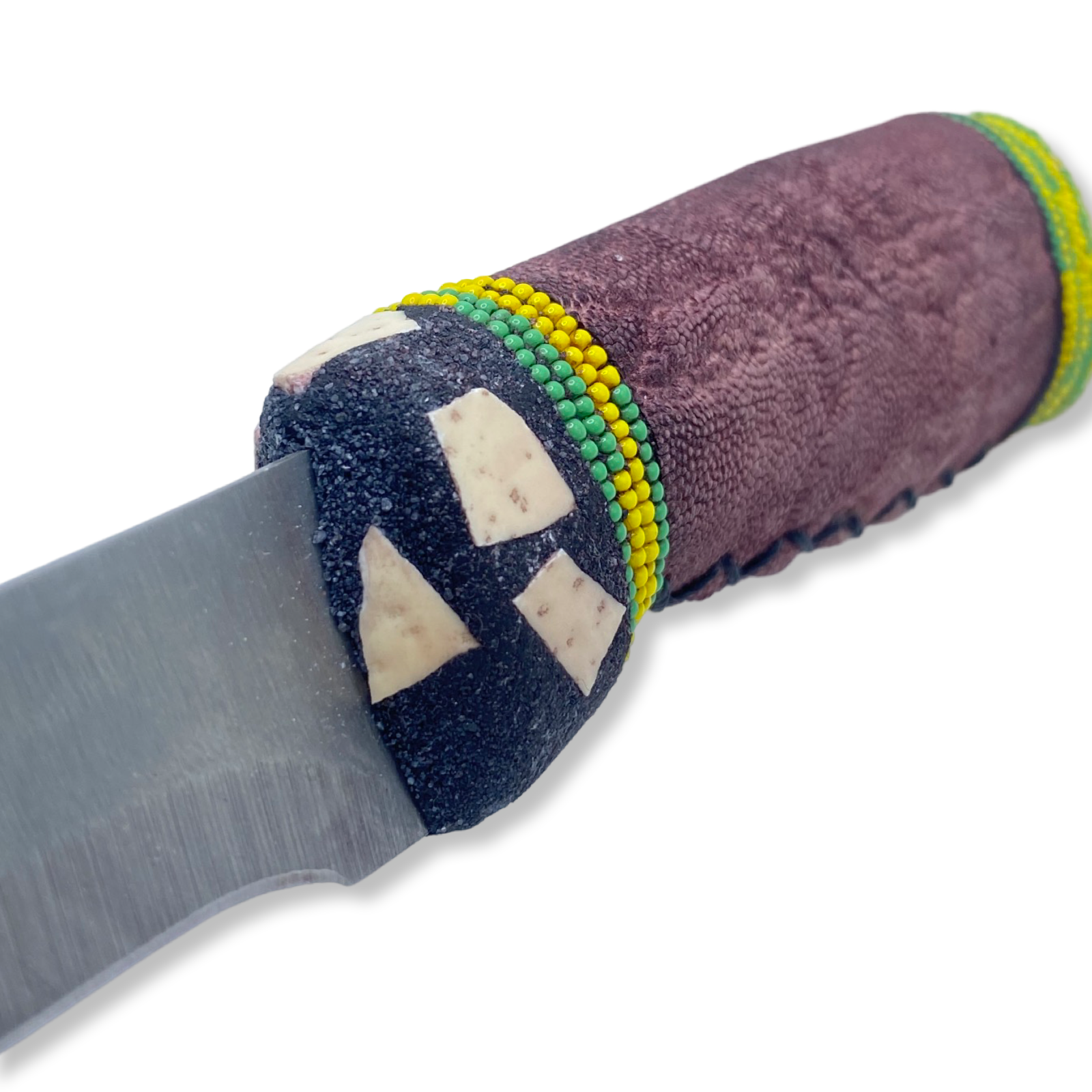 Cuchillo para Babalawo Santero Oba Oriate Orunmila - De Piel - Diseño 3