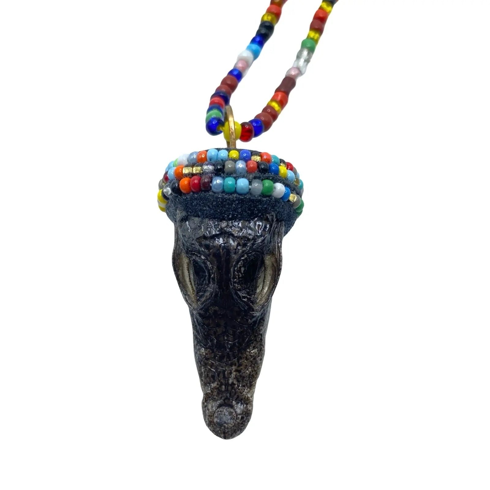 Eleke de Osain o Gurufinda con Cabeza de Cocodrilo Real (Collar/Necklace) - SanteriaGuide