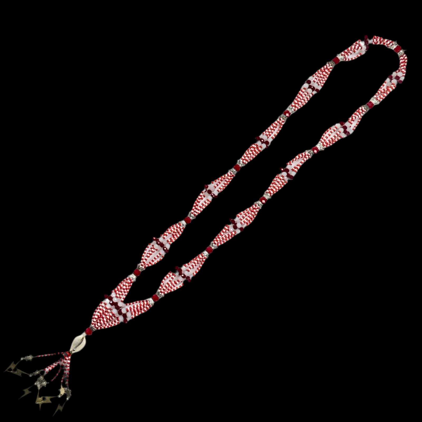 Gala de Shangó hecha a mano - Collar Yoruba Santería Orisha Mazo de cuentas rojas y blancas